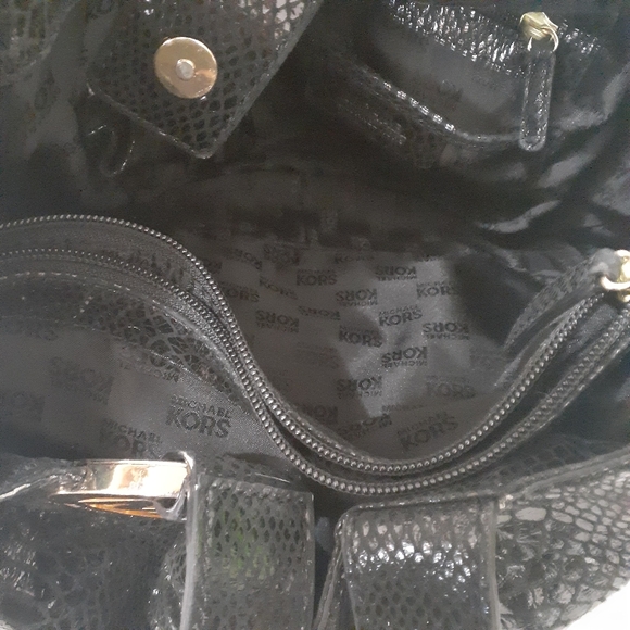 MK Black Handbag With Gold Accent - Picture 7 of 16